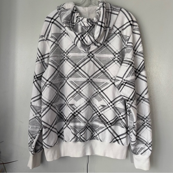 hoodiebuddie Black and White Plaid Hoodie size L Earbuds Tested Zippered - Picture 3 of 8